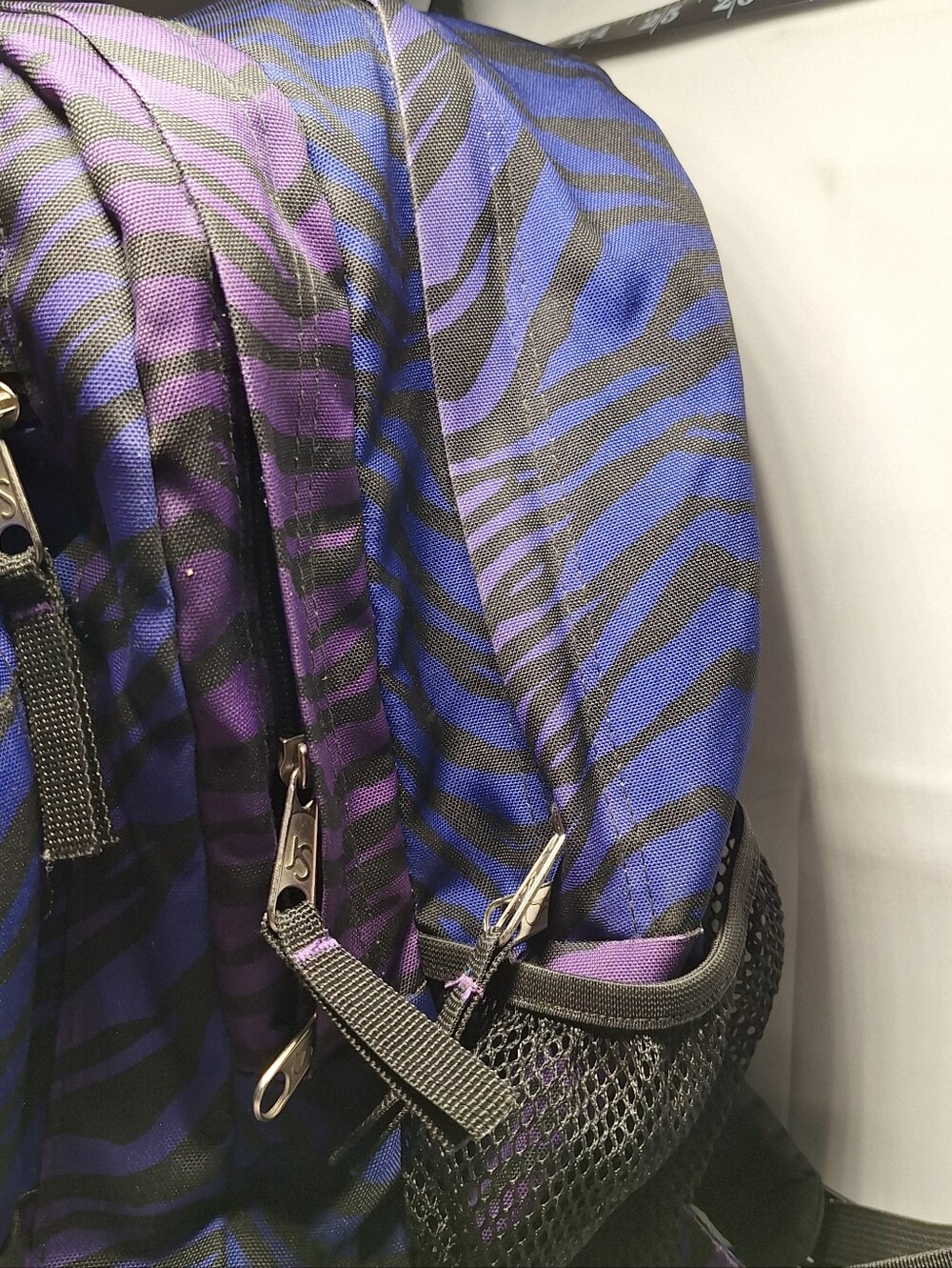 Jansport Backpack, Zebra Stripes, Blue Purple Black - Picture 4 of 13